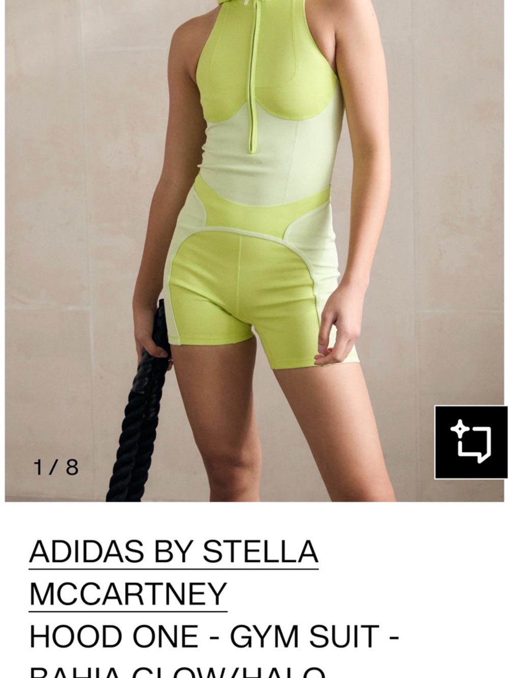 Adidas by Stella McCartney Neon Lime Zip-Up Gym Romper size XS